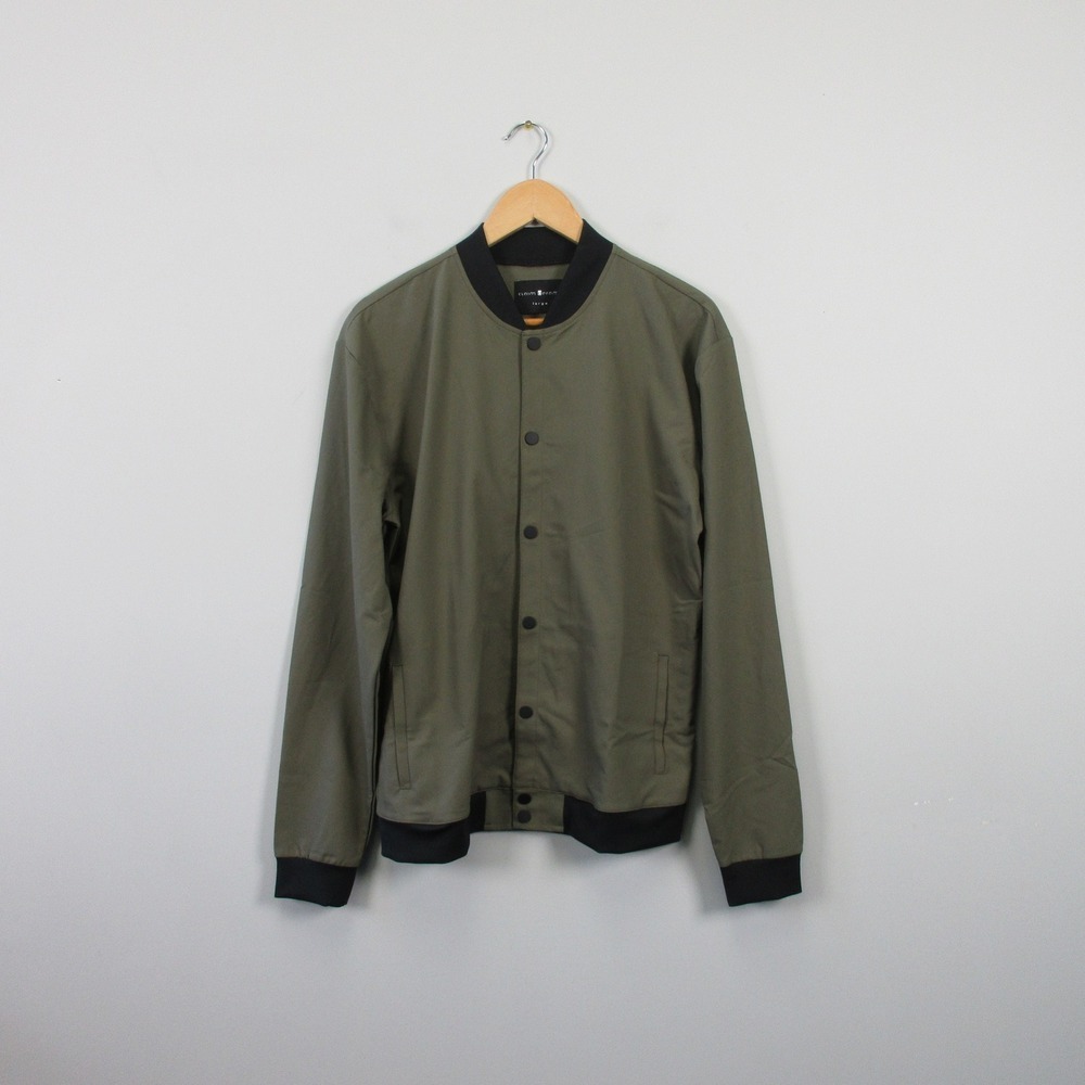 Claim Defame Hyperlight Bomber Jacket Men L Green Snap Lightweight Casual 334